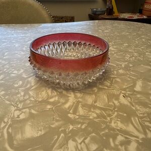 Red and Clear Crystal Bowl